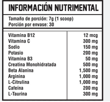 Cargar imagen en el visor de la galería, Oxido Nitrico Black Bear Beta Alanina Citrulina Arginina 210gr
