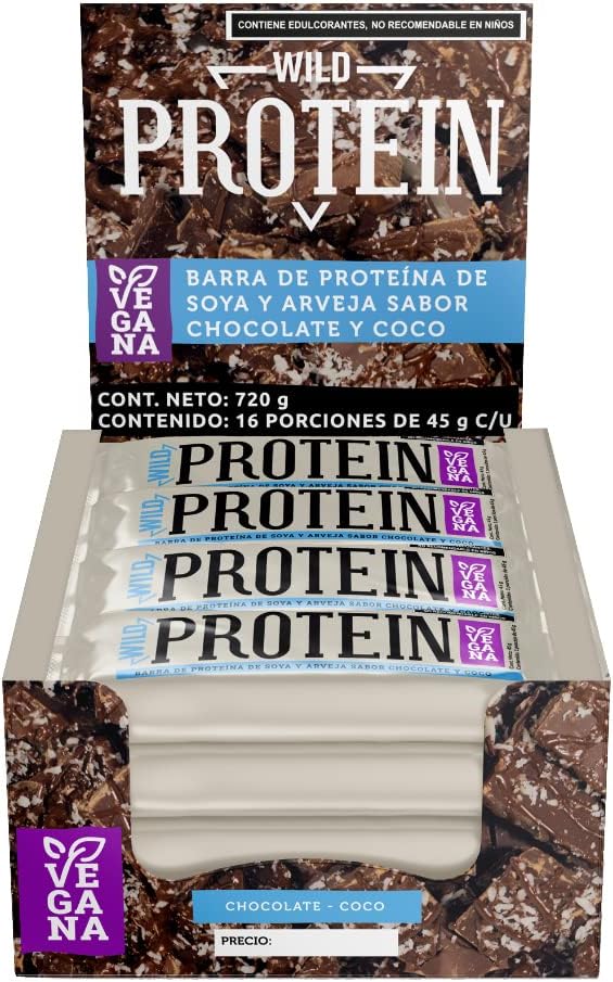 Caja de barras de proteína Wild Foods Pack de 16 unidades | 15 g de proteína | Sin azúcares ni grasa añadida | 45 g cada barra